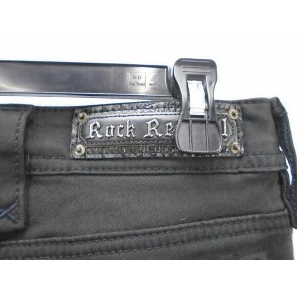 Rock Revival Sheryl Jeans Women 28 (31x32) Black Skinny Moto Biker Stretch Pants - Picture 14 of 15